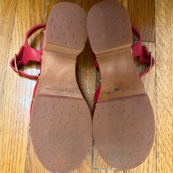 Charlotte Stone Red Leather Sandals - Picture 7 of 7